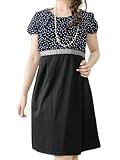 (アッドルージュ)Add Rouge 授乳口付き ドット柄シフォン切替 半袖ワンピース c584039 Q1 L ネイビー×ブラック