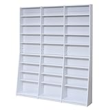 JKプラン 1cmピッチ 文庫本収納ラック 幅150 薄型 ワイド ブックシェルフ 高さ 180 木製 大容量 書斎収納 700冊以上 FRM-0011-WH