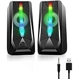 【RGB 大音量 高音質】PC スピーカー 16W 重低音USB パソコンゲーミング スピーカー RGBカラーライトAUX接続 3.5mm入力 MP3 タブレット テレビ スマホ ゲーム機などに対応 日本語説明書（8Wx2)