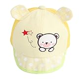 【SEBLES】ベビー 赤ちゃん 女の子 男の子 ユニセックス クマちゃん 熊 キャップ 耳 ドット 無地 カジュアル コットン 綿(イエロー)