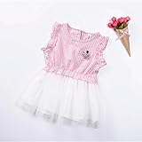 夏ベイビー服 110cm 女の子ワンピース 袖なし Pojour キッズ用かわいいドレス 子供ギフト 綿 通気