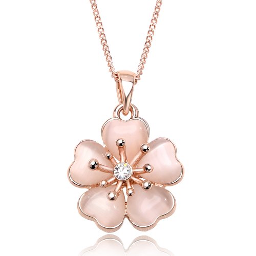 (イウハ) IUHA 淡いピンク桜ネックレス さくら 櫻 18Kピンクゴールドメッキ オーストリア産ジルコニア