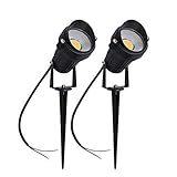 ガーデンライト LightingWill 5W LEDアウトドア 電球色3000Ｋ－3500Ｋ、防水タイプ １２Ｖ COB LED 玄関先 庭 車道 歩道のライトアップに最適(2本セット）