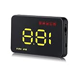 Car HUD Head Up Display 3.5 with OBD2/EUOBD Interface Plug & Play Vehicle Speed KM/h MPH OverSpeed Warning Water Temperature Battery Voltage Mileage Measurement - Yellow [並行輸入品]