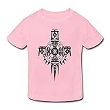 星 ２～６歳子供 半袖 男女兼用 十字架 キリスト教 宗教 神様 オリジナル ティー Tシャツ Pink 5-6 Toddler