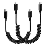 Viviber Type c ケーブル iPhone17 スパイラル タイプCコイル式 c to cコード伸縮自由（0.3Mから1.8Mまで) 2本セット30W/PD対応 カール type-c 車用充電 携帯便利 まきとり充電ケーブル Andriod カールコード USB-C機種に対応