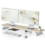 Fenge モニター台 卓上 モニタースタンド デスクシェルフ パソコン台 木製 スチール製 pc モニター台 机上台 卓上ラック 机上ラック デスク周り収納 (ブラック, 108cm)
