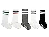 5足組ベビー靴下ハイソックス スポーティ2本ライン スベリ止め付 9cm - 14cm