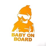 Baby on Board 反射 ステッカー ちょいワル　キッズ 赤ちゃんが乗っています セーフティサイン AHKAH WORKS (ゴールド)