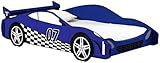 Legare Kids Furniture Race Car Series Bed Collection Twin Bed, Blue and White [並行輸入品]