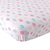 Luvable Friends Fitted Knit Cotton Crib Sheet Crosshatch Dot, Pink by Luvable Friends