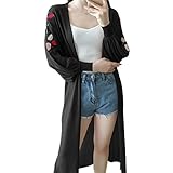 [XINXIKEJI]ドル丈 カーディガン ロング レディース 春夏秋 シンプル 羽織り ブラウス フォーマル おしゃれ 薄手 刺繍 体型カバー ストール UVカット 日焼け 冷房対策 防寒 彼女 母