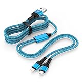 Zacenei iPhone 充電ケーブル 1.2m 2in1 急速充電 USB-A to USB-C & Lightning ケーブル ライトニングケーブル Type-c アイフォン usb 充電コード 高耐久ナイロン編み 2台同時充電対応 iPhone 16/15/14/13/ Pad/USB-C機器対応 ブルー