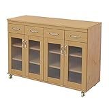 キッチンキャビネット kitchen 木目調シート キャビネット 120cm幅 カラー：ナチュラル