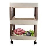 キッチン ワゴン 収納 物落ち防止フレーム付 3段 ルーチェワゴンテーブル (S)