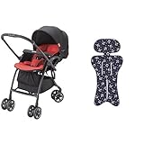 【セット買い】 アップリカ ベビーカー ラクーナコンフォート コントラストレッド + さらっとマット マリンアンカーNV 純正リバーシブルタイプ