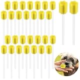ifukens 犬用歯ブラシ 歯磨きスポンジ隙間掃除ブラシ 使い捨て猫 歯ブラシ 犬用歯ブラシ 小型犬向け イエロー 30本入 個包装で衛生的