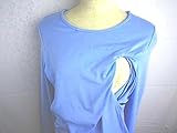 【 MADE IN JAPAN 】授乳機能付き　ロングスリーブTシャツ　出産後用授乳服 (サックス, M)