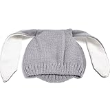 （ホララ）Horara ニット帽 ベビー キッズ ウサギ耳 みみ 可愛い うさぎさん 女の子 男の子（グレー、フリー（頭囲42～50cm））