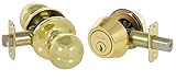 Callan KR3003 Fairfield Series Grade 3 Keyed Entry Knob & Single Cylinder Deadbolt Set, Bright Brass