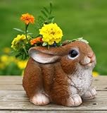 かわいい 茶色の うさぎさん型 フラワーポット ガーデンオーナメント カントリー雑貨