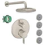 Hansgrohe KSB04231-27474-77BN Raindance Downpour Air Showerhead Kit with 4 Body Sprays, Thermostatic