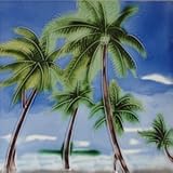 Idyllic Palm Trees装飾セラミック壁アートタイル4 x 4