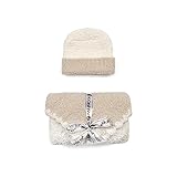 Kashwere Baby Blanket & Cap 30 x 30, Malt W/Cream Stripe by Kashwere