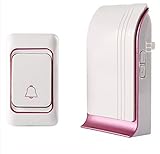 WYMLKUD ワイヤレス・ドアベル、 スマートホーム DC遠隔ドアベル、 プラグインレシーバ+トランスミッタ（バッテリが必要）、 36のメロディー、 4スピード音量調整、 防水、 ピンク/ブルー (