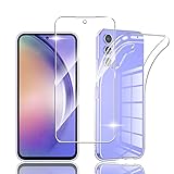 【1枚セット Galaxy A54 5G 用の ガラスフィルム + Galaxy A54 5G 用の ケース クリア】 旭硝子製 Galaxy A54 5G 用の フィルム 硬度9H 強化ガラス 液晶保護フィルム + ケース Galaxy A54 5G クリア 透明 カバー TPU 耐衝撃 カメラ保護 軽量 Galaxy A54 5G