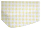SheetWorld Fitted Square Playard Sheet 37.5 x 37.5 (Fits Joovy) - Yellow Gingham Jersey - Made In US