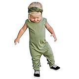 Domybestベビー服 ロンパース　ボディスーツ　カバーオール　男の子　女の子　ロンパース+ヘアバンド　2点セット　ジャンプスーツ　ノースリーブ　カジュアル　春　夏　秋　新生児　赤ちゃん　出産祝い　