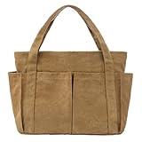 [imeetu] トートバッグ マザーズバッグ キャンバス トート レディース メンズ 肩掛けバッグ グローサリー 通学 帆布 大容量 多機能 無地 （Lサイズ ブラウン）