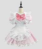 [YZZYQQ] メイド服 コスプレ レディース ドレス 喫茶店 遊園地 可愛いメイド服 コスプレ 衣装 半袖 コンカフェ メイド ハロウィン ゴスロリ 可愛い ウェイトレス ピンク XL