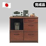 日本製 北欧風 幅100cm キッチンカウンター レンジ台 ブラウン 完成品 (ブラウン)