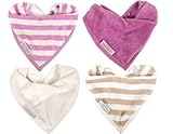Water Resistant Organic Cotton Bandana Bibs 0-2 years (Girls (plum/snow)) by Silly Billyz