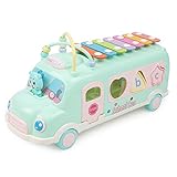 PANCY ベビー おもちゃ シロホン 積み木 ビースコースター 車 4in1 おもちゃセット 女の子 男の子 知育玩具 かわいい (グリーン)