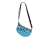 イエススポーツ　レディース　人魚　鱗　ウエストバッグ　ジュエリー　ポーチ　ショルダー　小物入れ　化粧品収納　キラキラ (ブルー)