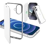 Carrier-City iphone用 16 ケース 手帳型 背面クリア 薄型 透明 軽量 カバー かわいい オシャレ カードポケット カードケース スマホケース (iphone用 16, ホワイト)