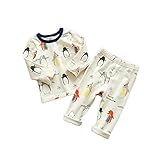 ペンギン柄 柔らかい 長袖パジャマ ルームウェア 寝間着 可愛 上下セット 男の子 女の子 ホワイト90cm