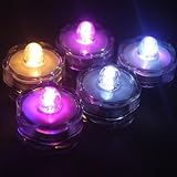 イメージ12 x LED Submersible Flameless Tealight乾電池式キャンドルライトウェディングクリスマス感謝祭パーティーイベント用ホーム装飾花柄ホワイト/ウォームホワイト/