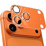 Woxuyee カメラフィルム iPhone 17 Pro 用 キラキラ 全面保護 いphone17pro カメラ保護 ピカピカ 黒縁取り 露出オーバー防止 9H強化ガラス キズに強い カメラカバー 超高透過率 アイフォン 17 プロ レンズカバー プロテクター オレンジ