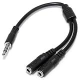 StarTech.com スリム ステレオミニ端子スプリッターケーブル 3.5mm オス - 2x 3.5mm メス スリムステレオ分岐ケーブル MUY1MFFS