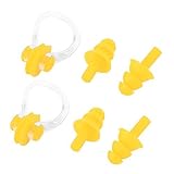 2セットのイエローDealMuxシリコーン水泳保護キノコ頭耳栓ノーズクリップケース