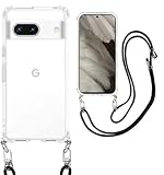 weiaoluo Google Pixel 7a ケース クリア ショルダー Pixel7A ケース ピクセル7a カバー pixel 7A ケース 耐衝撃 薄型 TPU 軽量 肩がけ 首掛け 紐付きバンパー カバー ストラップホール付き 韓国 透明 着脱可 調節 傷防止（クリア）
