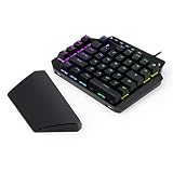 ポータブル 片手キーボードゲームメカニカルキーボード34キーによるBluetooth接続片手操作ブルーLEDバックライトメカニカルキーボードマクロ定義ミニ, Black