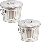 マルカ 灰皿 卓上 ダストバケツ灰皿 [ 2コセット / 直径140×高さ115mm / シルバー ] 日本製