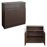 リビングキャビネット 幅80cm 扉タイプ ブラウン NO-0015