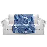 ブランケットウルトラソフトFuzzy 4サイズ！ジュリアGrifolによってDiaNocheデザインからブルーLeaves NavyホームDecor Unique Designer芸術的スタイリッシュ