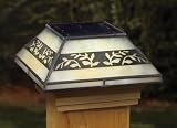 Leaf Filigreed Glass Post Cap Light for 4x4 Posts (Inside Dimensions measure 3-5/8? x 3-5/8?) - Ceda
